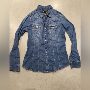 White House Black Market denim shirt size 2